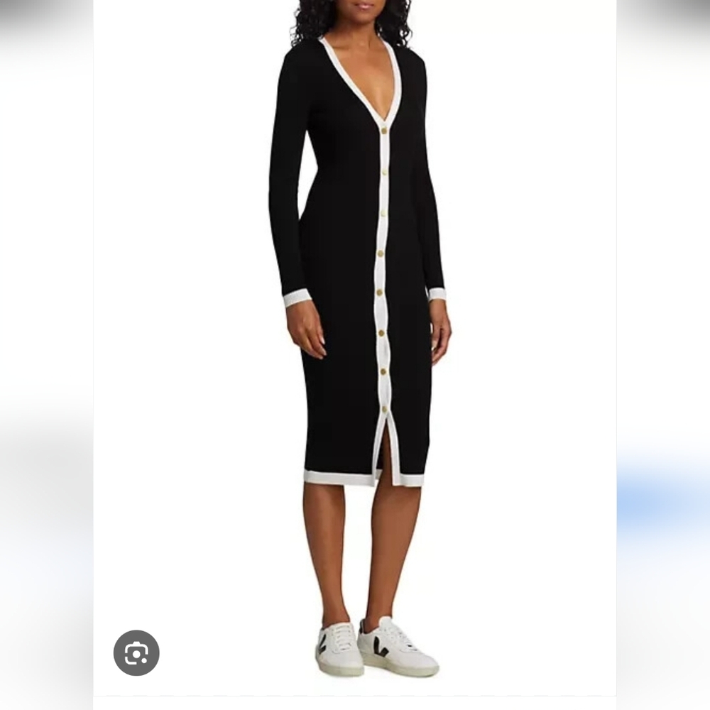 Alice & Olivia Black and White Long Cardigan Dress